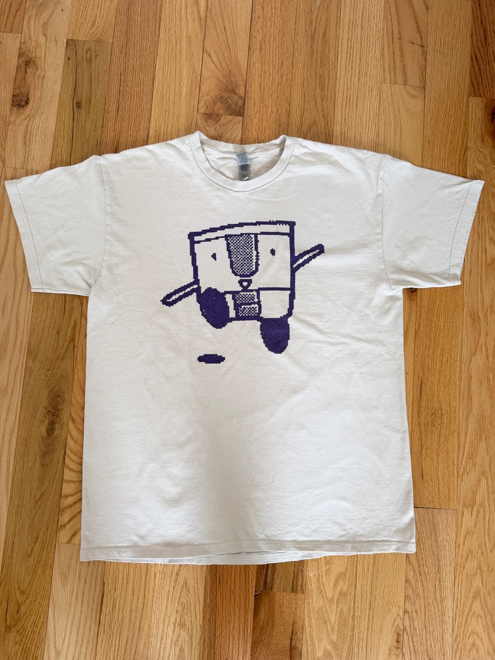 Light Blue Graphic Tee with Navy Print - Unbranded
